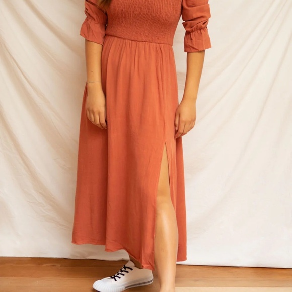 Rust square neck midi dress - S - Picture 2 of 6